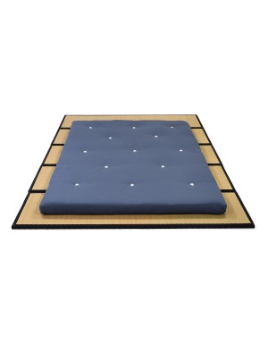 The Neru futon unrolled in Panama Blue fabric