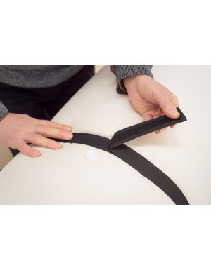 The Monk bed roll fastens with two tough velcro webbing straps